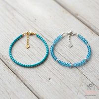 Turquoise Bracelet Polished Beads | Minimalist Dainty Jewelry Stackable