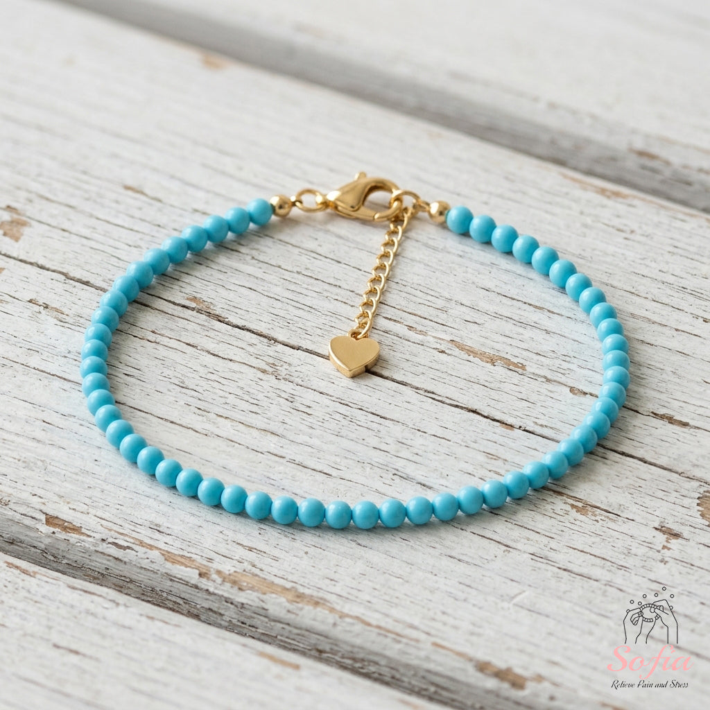 Turquoise Bracelet Polished Beads | Minimalist Dainty Jewelry Stackable