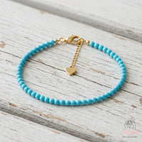 Turquoise Bracelet Polished Beads | Minimalist Dainty Jewelry Stackable