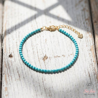 Turquoise Bracelet Polished Beads | Minimalist Dainty Jewelry Stackable