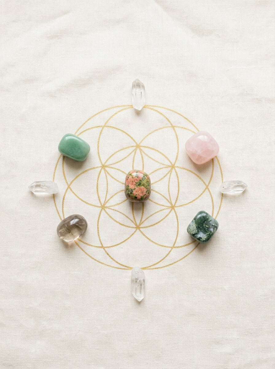 Unakite crystal grid